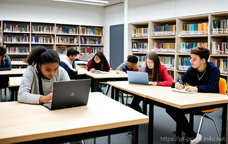 심리학 대학 선택 - **Prompt:** "A brightly lit, modern university psychology school-clinic observation room. A diverse ...