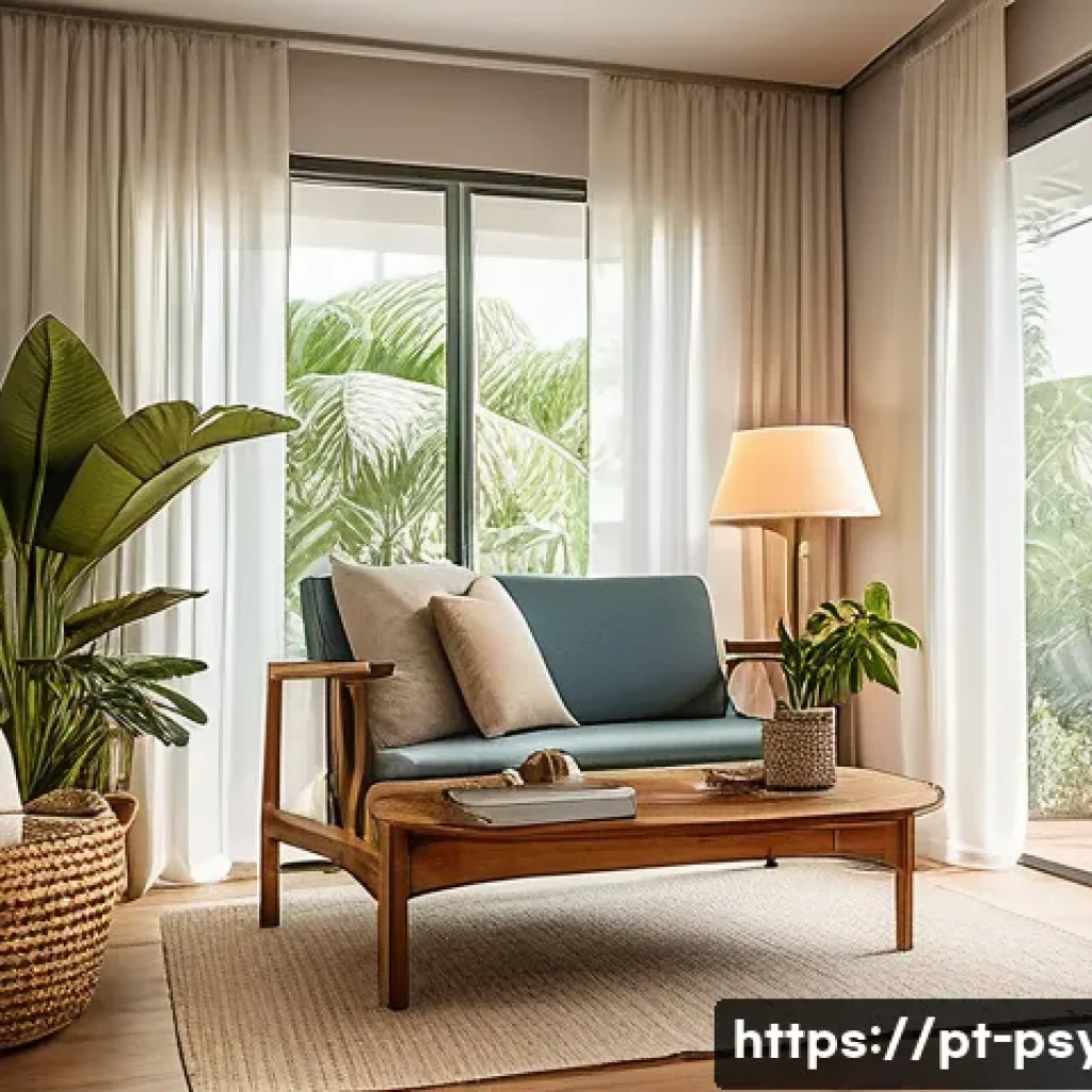 심리학 상담과정 - A warm and inviting therapy room setting in a modern Brazilian home, featuring a comfortable armchai...