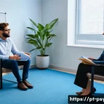 심리학의 발전 - A modern clinical therapy room with a psychologist and a patient engaging in cognitive-behavioral th...